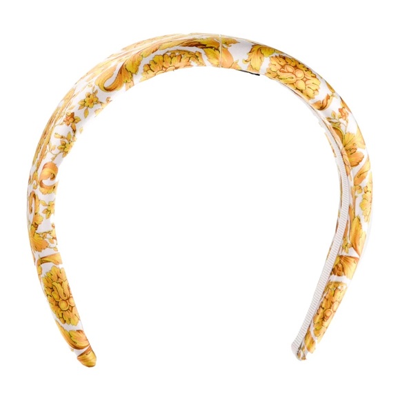 Versace Accessories - Versace Satin Printed White and Gold Headband